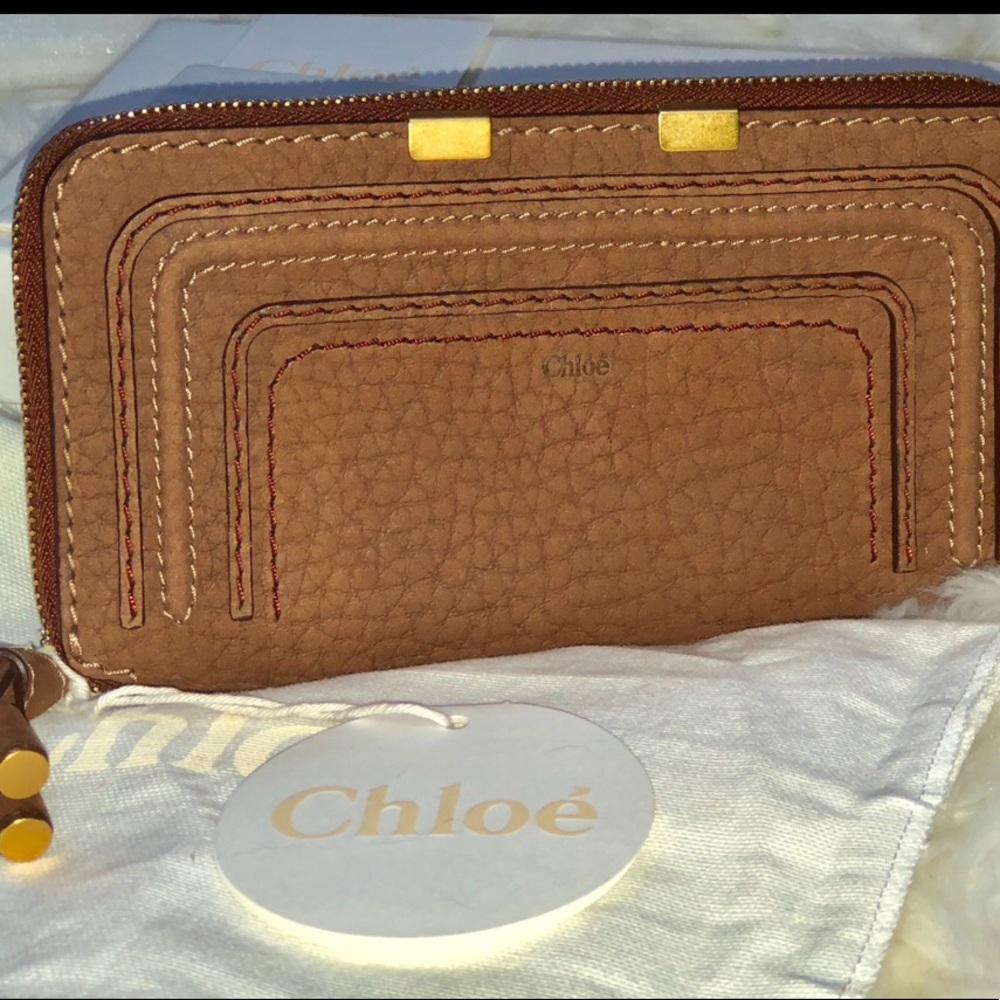 CHLOE Marie Nubuck Leather Long zippered Wallet